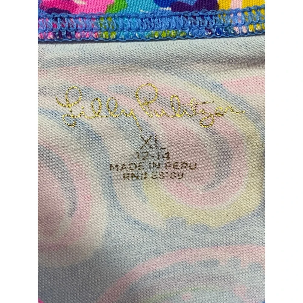 Lilly Pulitzer Girls XL 12-14‎ Blue Pink Paisley Floral Print Leggings Pants